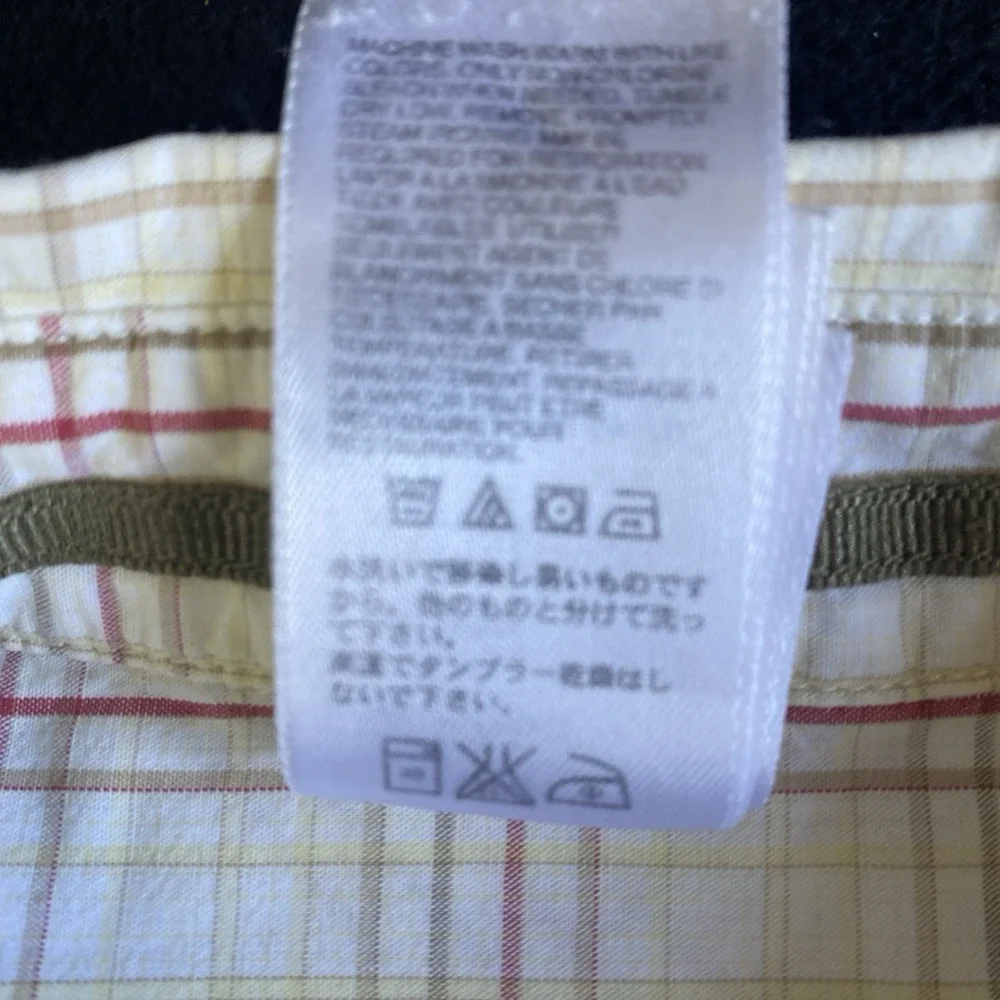 North Face Shirt Mens Large Beige Plaid Short Sleeve Button Up‎ Outdoors Casual